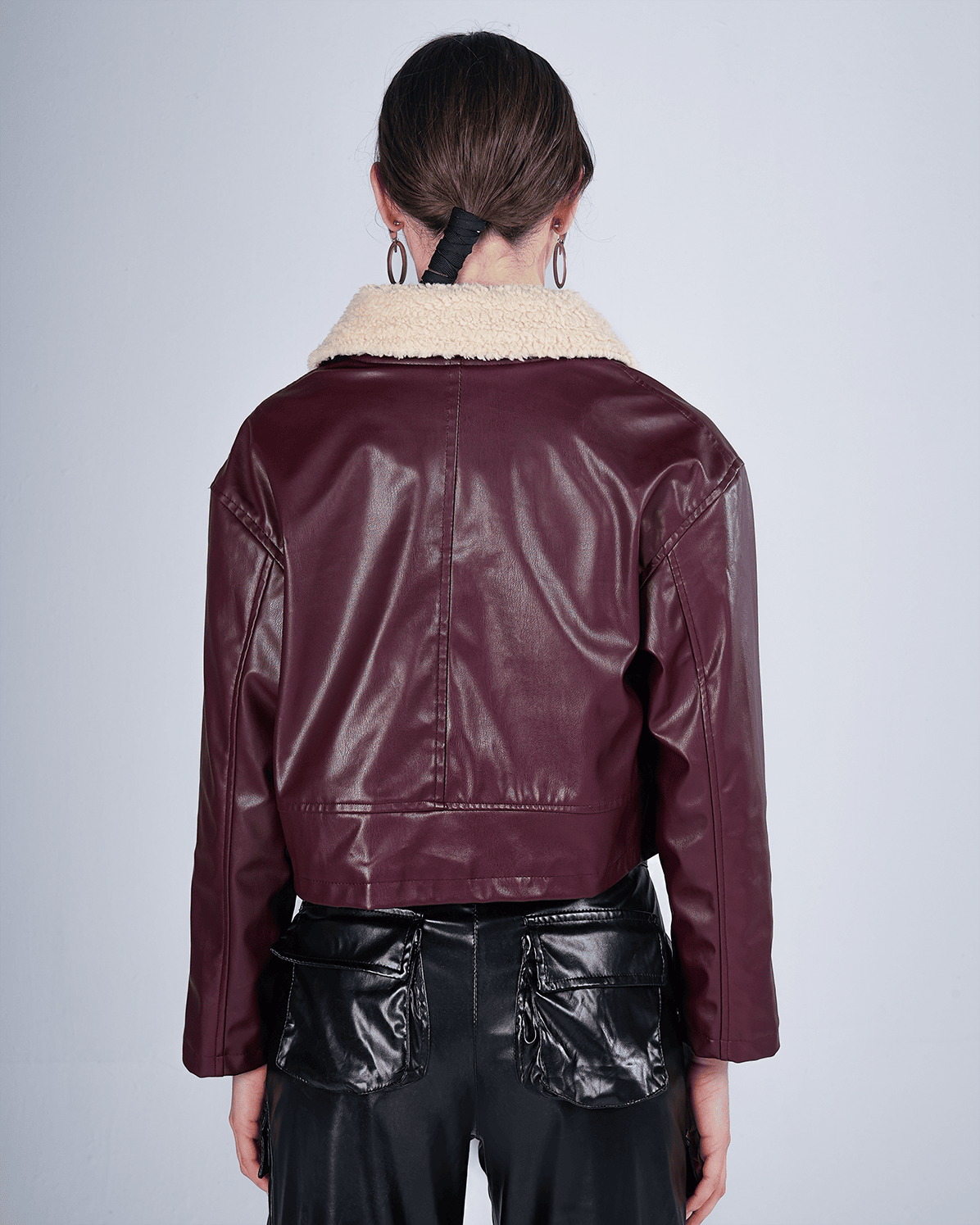 Burgundy Faux Leather Jacket