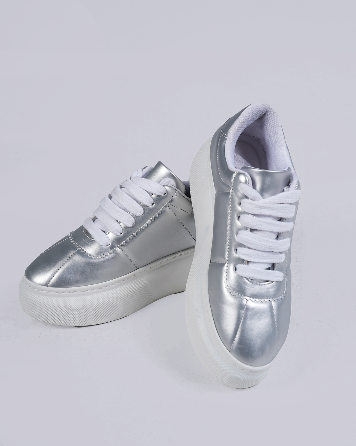 Silver Metallic Platform Sneaker