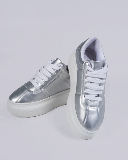 Silver Metallic Platform Sneaker