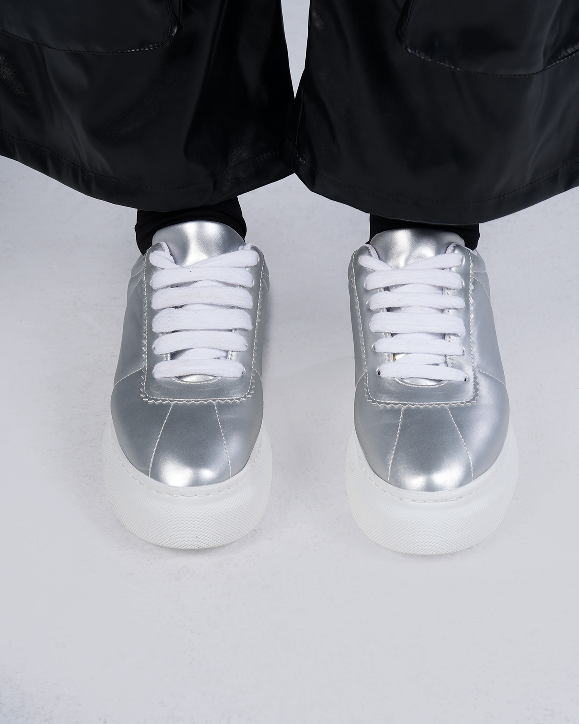 Silver Metallic Platform Sneaker