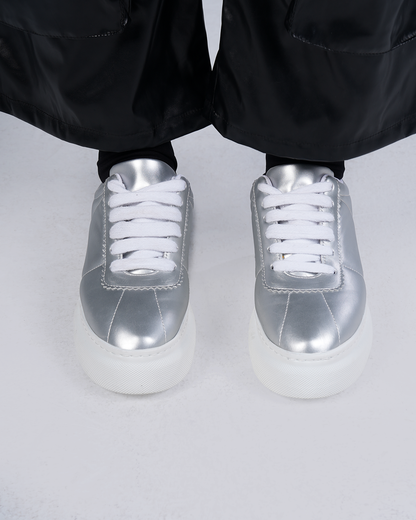 Silver Metallic Platform Sneaker